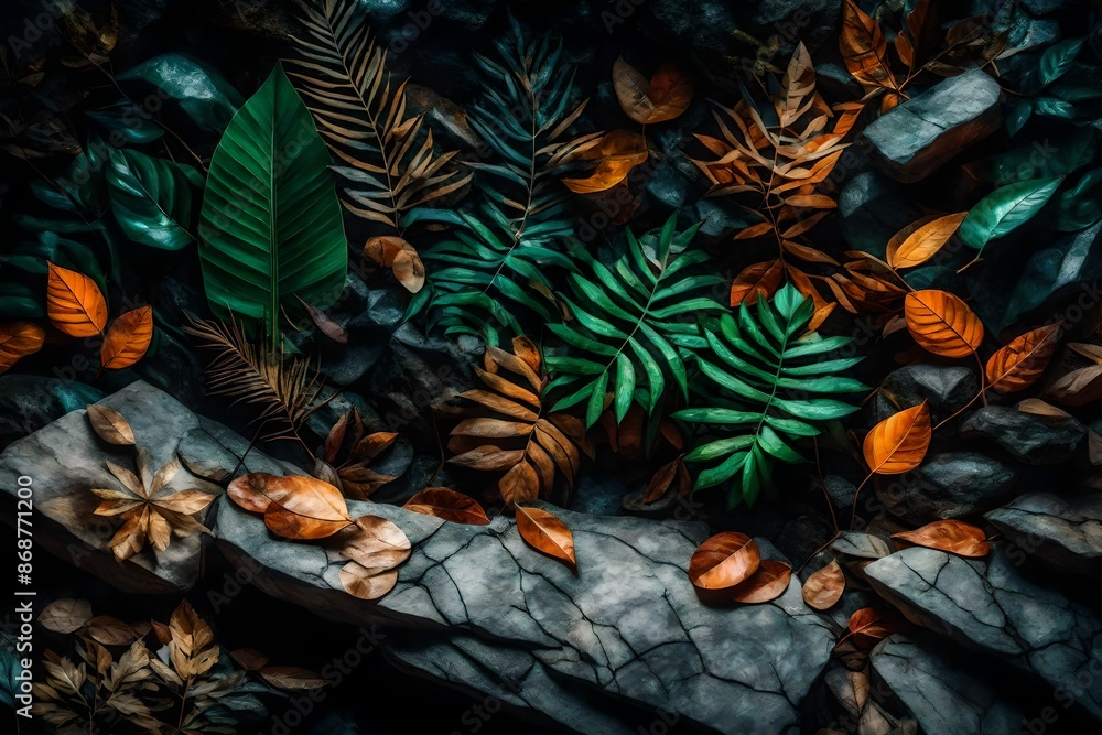 Fototapeta premium Abstract quartzite stone organic nature leaves wallpaper background.