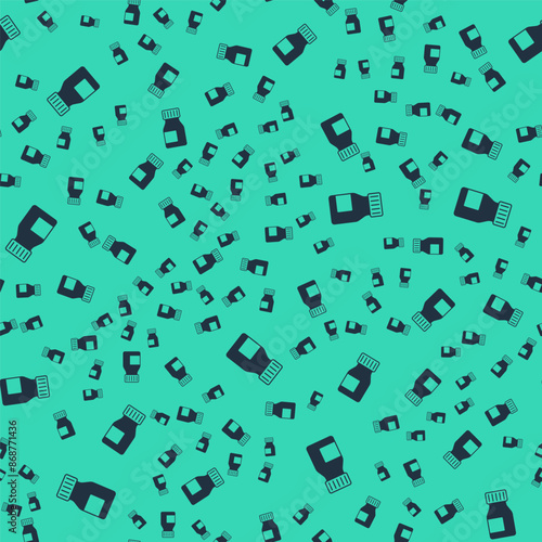Black Vitamin complex of pill capsule icon isolated seamless pattern on green background. Healthy lifestyle. Vector