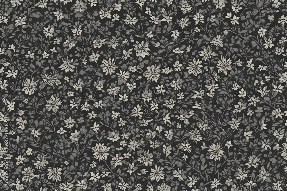 eamless charcoal small floral elements. eamless charcoal small floral elements.