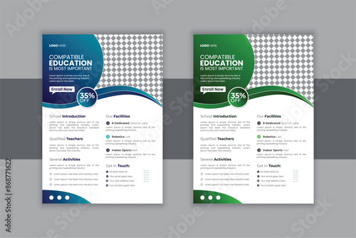 Kids Education Flyer Template, Admission flyer template, flyer layout School Admission Open Flyer Design Template Vector Education poster, Kids back to school education flyer, One Pager Design.