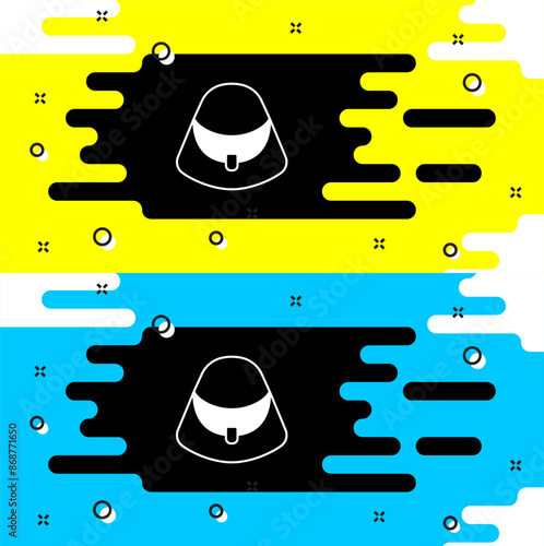 White Handbag icon isolated on black background. Female handbag sign. Glamour casual baggage symbol. Vector