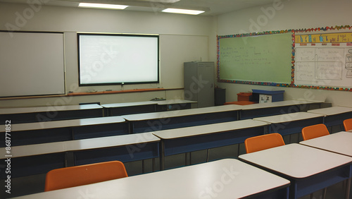 Classroom with blackboards