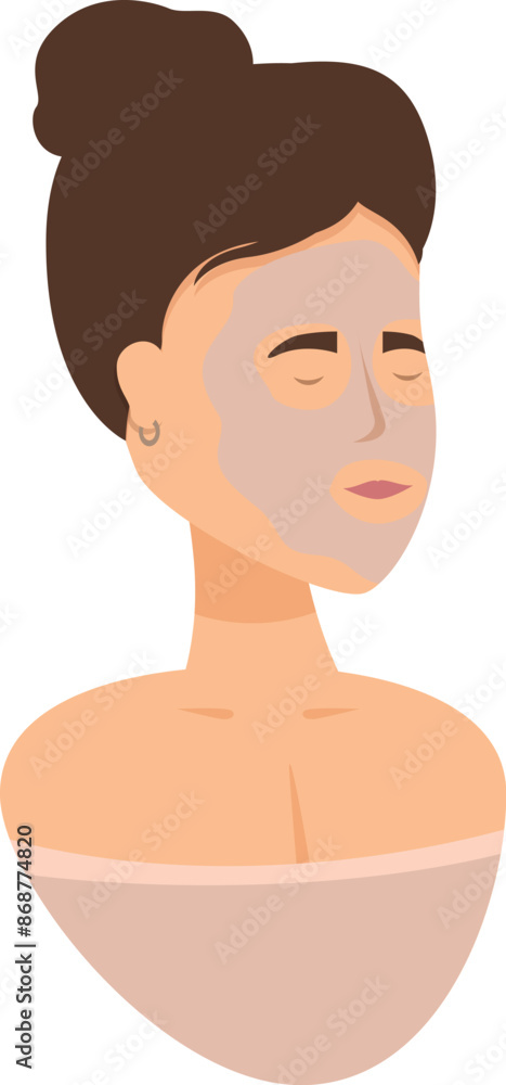 Woman enjoying a beauty treatment with a clay mask on her face, promoting self care and skincare routines Woman enjoying a beauty treatment with a clay mask on her face, promoting self care and skincare routines