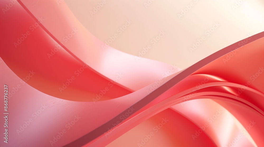 A close-up of the red curved tube on an abstract light pink and beige background. A close-up of the red curved tube on an abstract light pink and beige background.