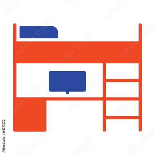 Bunk bed with workspace vector icon