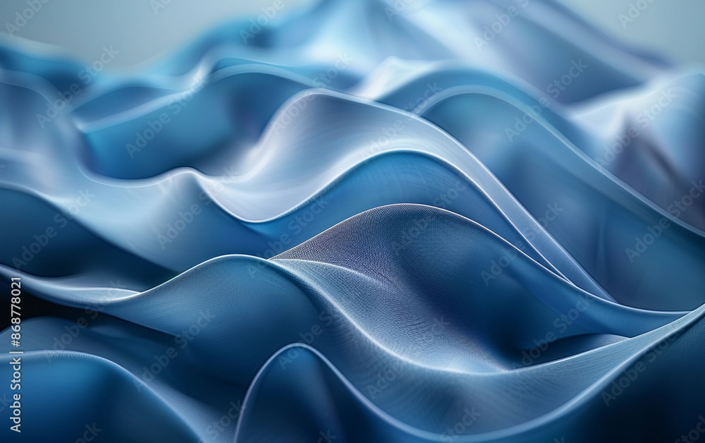 Abstract Blue Fabric Waves With Soft Texture Abstract Blue Fabric Waves With Soft Texture