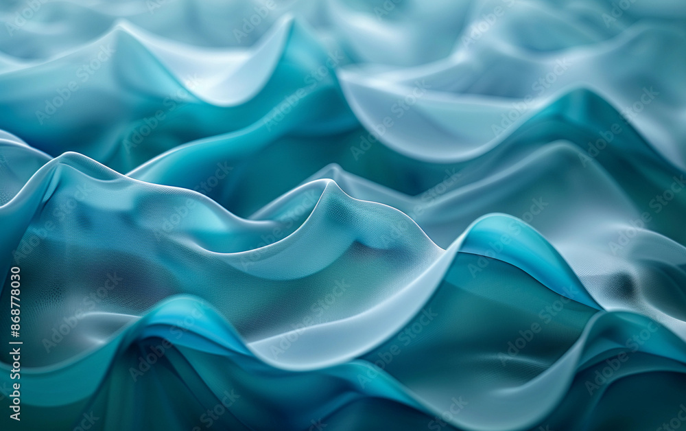 Fototapeta premium Abstract Blue Fabric Waves Close-Up Photograph