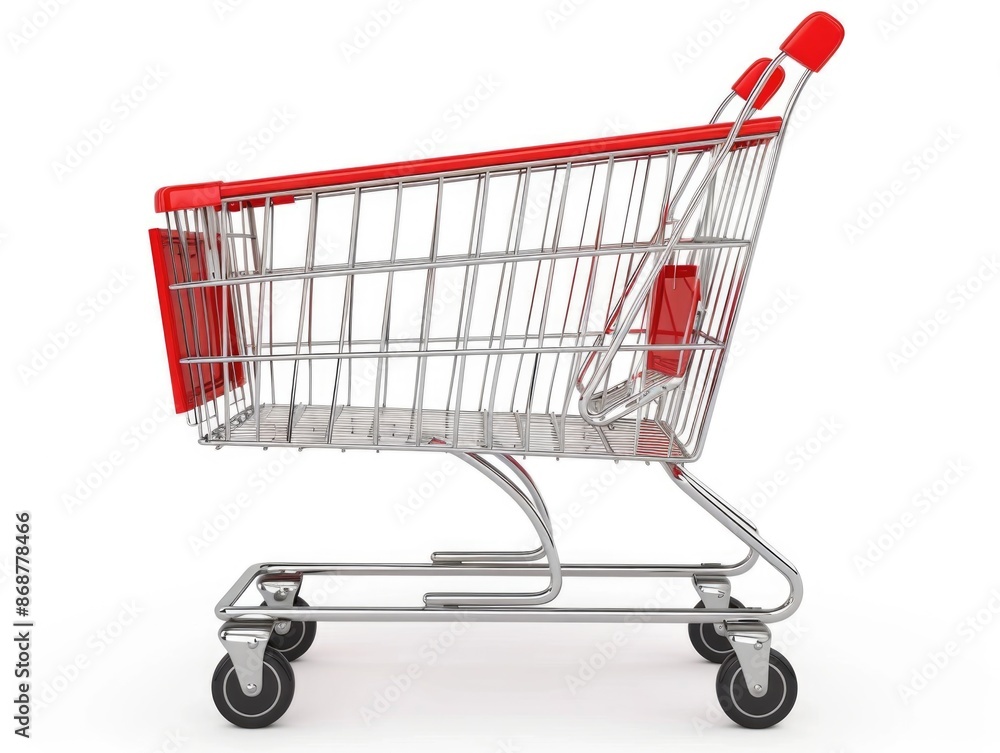 Red shopping cart on white Red shopping cart on white