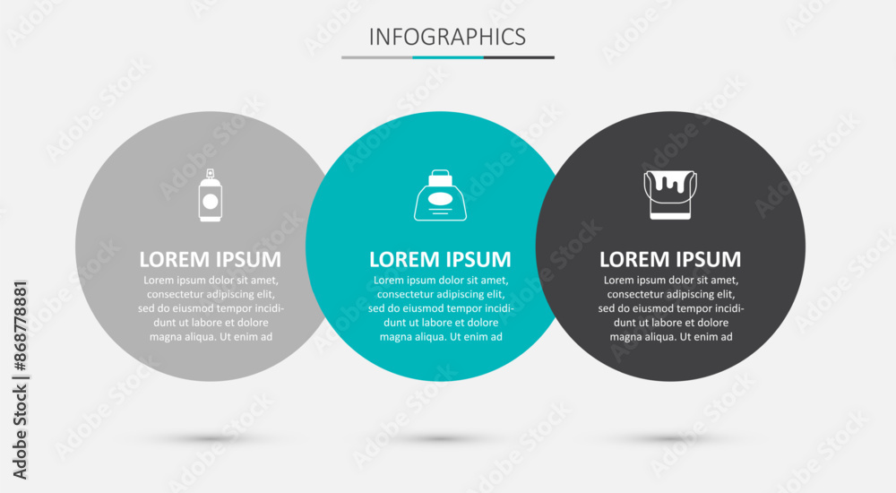 Set Inkwell, Paint spray can and bucket. Business infographic template. Vector Set Inkwell, Paint spray can and bucket. Business infographic template. Vector