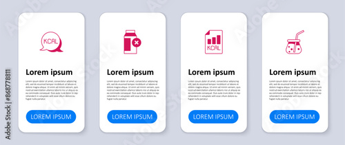 Set Fresh smoothie, Diet plan, Lactose intolerance and Kcal. Business infographic template. Vector