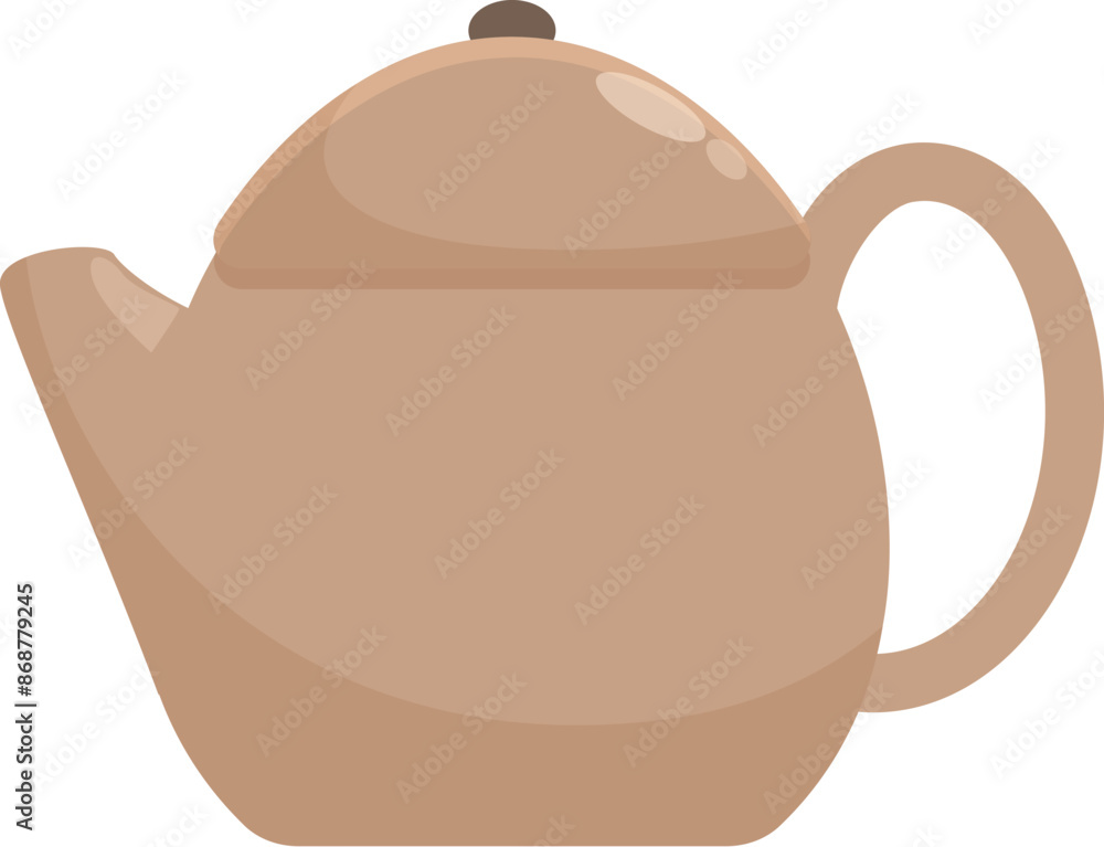 Simple illustration of a brown ceramic teapot standing on a white background Simple illustration of a brown ceramic teapot standing on a white background