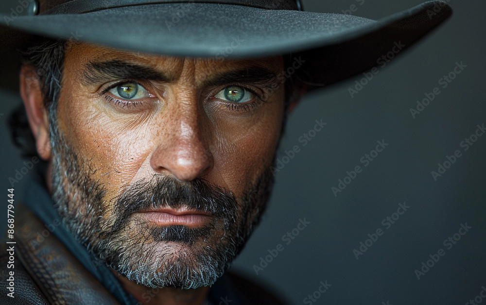 Close Up Portrait of a Man Wearing a Cowboy Hat Close Up Portrait of a Man Wearing a Cowboy Hat