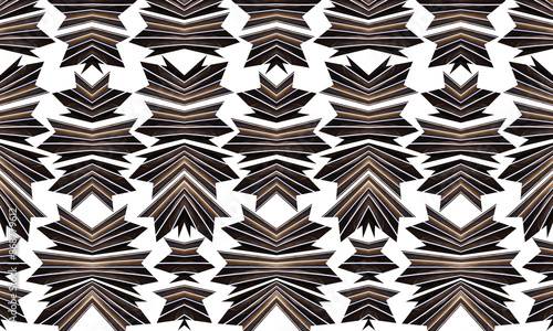 Abstrato caleidoscópio marron e branco design gráfico..