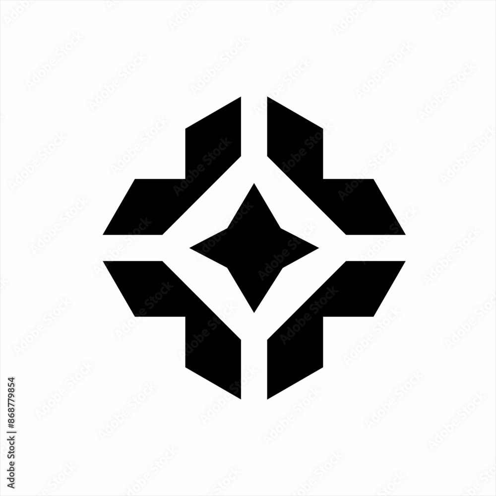 Abstract star cross logo design with diamond poker symbol in negative space. Abstract star cross logo design with diamond poker symbol in negative space.