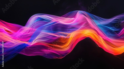 Abstract colorful waves on a black background.