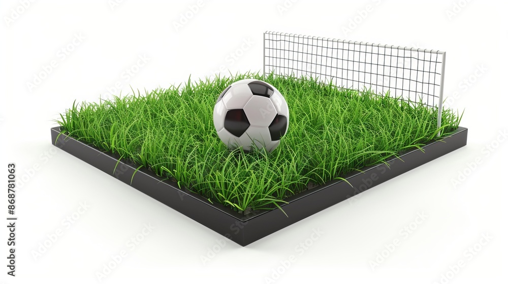 3D rendering illustration of a football soccer playground with a ball ...