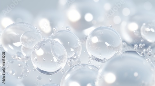 Wallpaper Mural Close-up of white transparent drops liquid bubbles molecules Torontodigital.ca