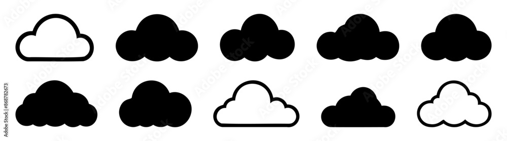 Cloud silhouette set vector design big pack of illustration and icon Cloud silhouette set vector design big pack of illustration and icon