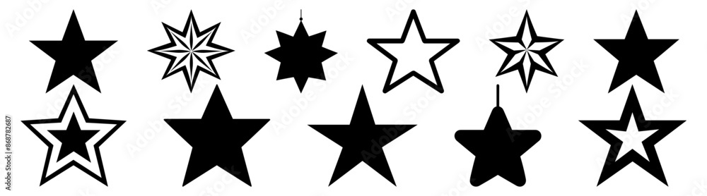 Star christmas tree silhouette set vector design big pack of illustration and icon Star christmas tree silhouette set vector design big pack of illustration and icon