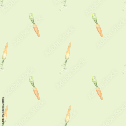 Seamless pattern with watercolor carrots