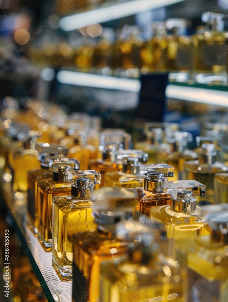 Bottles of perfume on shelf Bottles of perfume on shelf