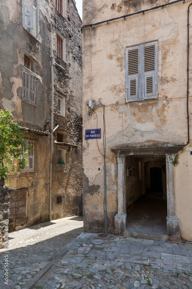 Fototapeta premium Detail of alleyways in the town of Corte Corse France