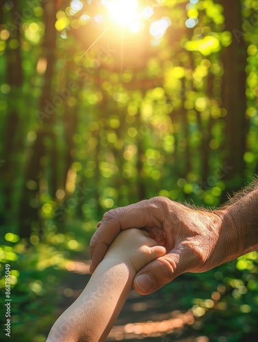 Person and Child in Forest