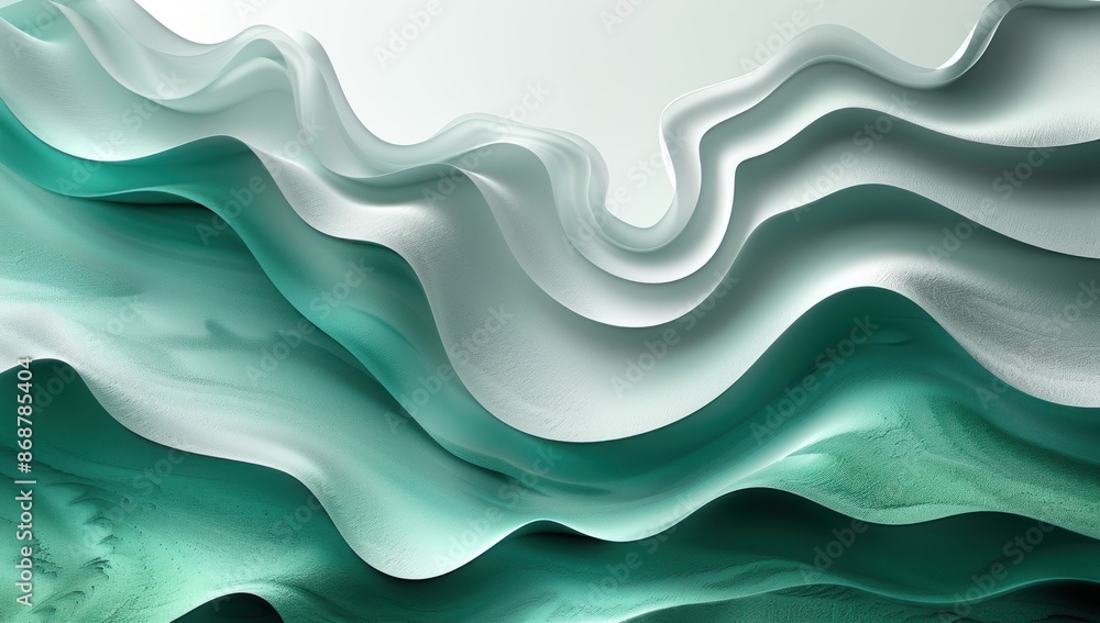 Obraz premium Abstract Wave Pattern in White and Green