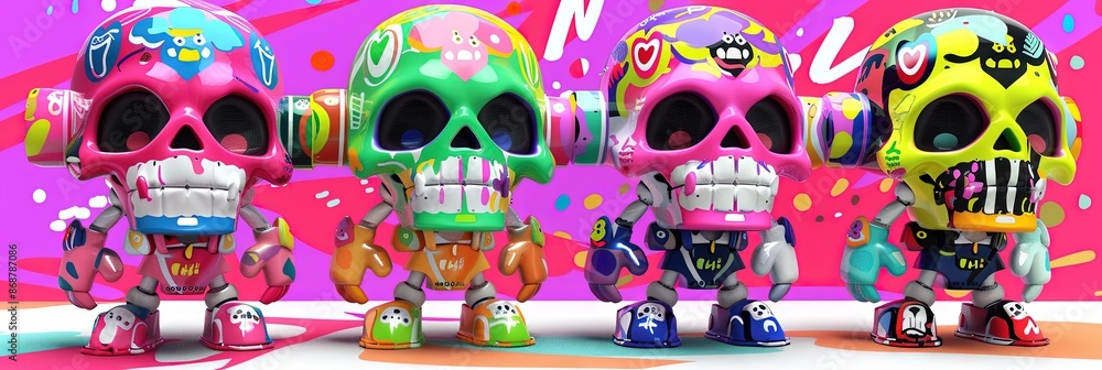 Calavera day of the dead in modern graffiti mural style Calavera day of the dead in modern graffiti mural style