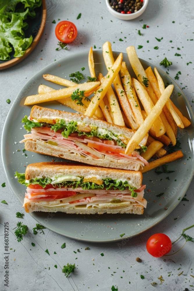 Sandwich and French Fries Plate Sandwich and French Fries Plate