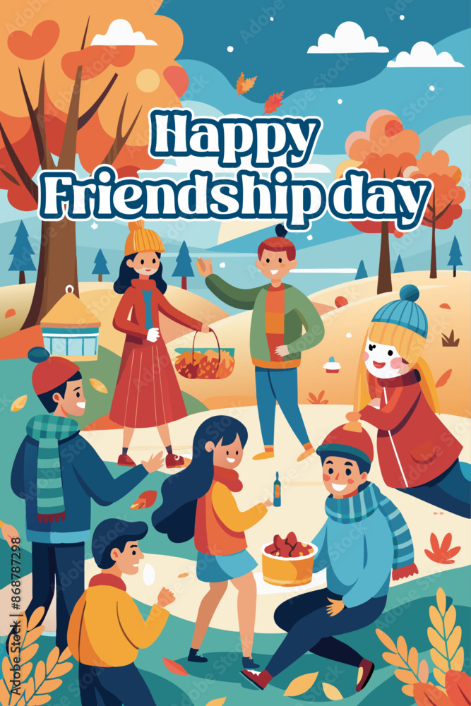 Fototapeta premium Happy Friendship Day Unique Poster Designs. Colorful, Creative Friendship Day Posters, Cards, and Banners. Perfect for Sharing Love, Joy, and Heartwarming Messages