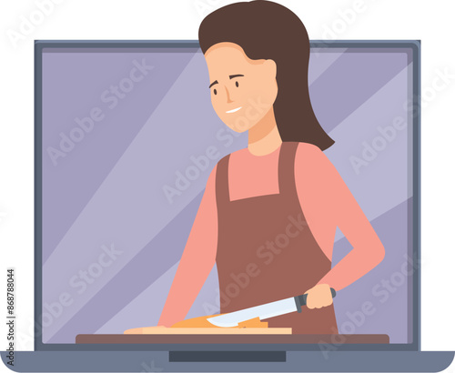 Young chef is showing how to prepare a recipe during an online culinary course