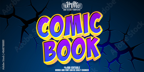 Comic book editable text effect, customizable cartoon and hero 3D font style