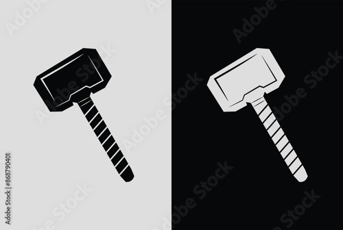 thor hammer multiple color logo design
