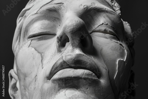 Man's Face Statue Close Up