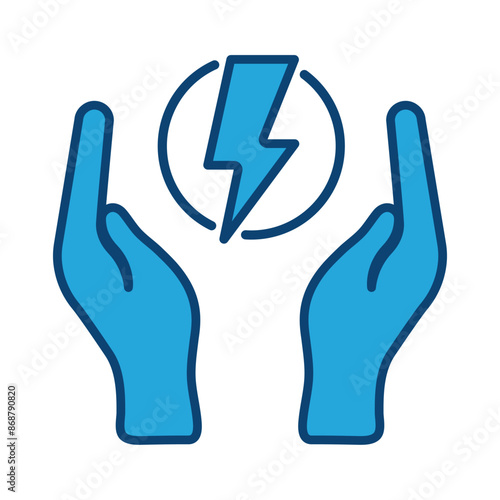 Set of Saving energy icons collection. Renewable and maintainable electricity power energy sign. Vector Illustration. photo