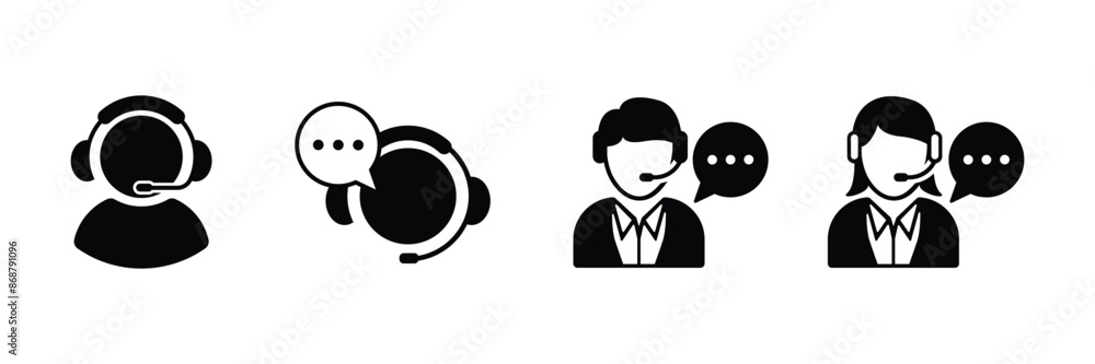 Set of Customer support service icons collection. Technical support, call center, hotline, operator, staff, and agent communication symbol. Vector Illustration. Set of Customer support service icons collection. Technical support, call center, hotline, operator, staff, and agent communication symbol. Vector Illustration.