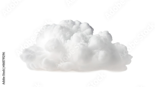 single white fluffy cloud on transparent png background