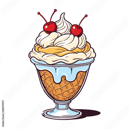 Hand Drawn Ice Cream Sundae Illustration