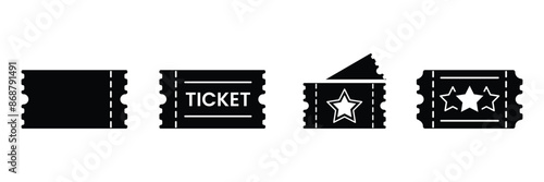 Set of ticket icon collection. cinema, coupon, vouchers, token, discount, vacation, shopping. Ticket of event symbol. Vector Illustration.