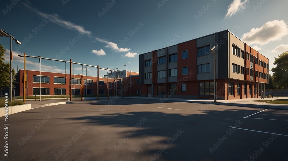modern school building made with many windows for back to school background modern school building made with many windows for back to school background