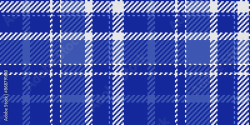 Stitch pattern check texture, azul textile tartan plaid. Christmas card vector background seamless fabric in blue and sterling silver colors.