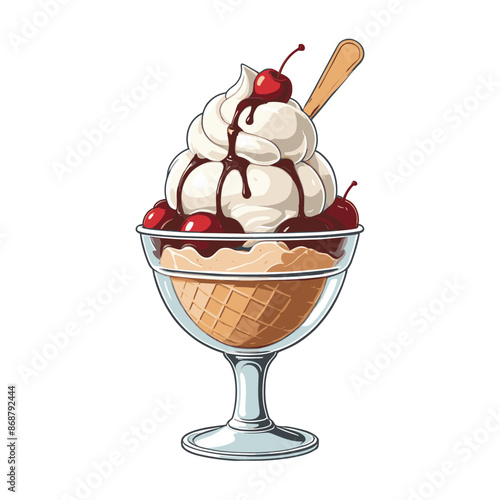 Ice Cream Sundae Hand Drawn Illustration