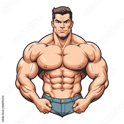 Strong Bodybuilder Vintage Illustration