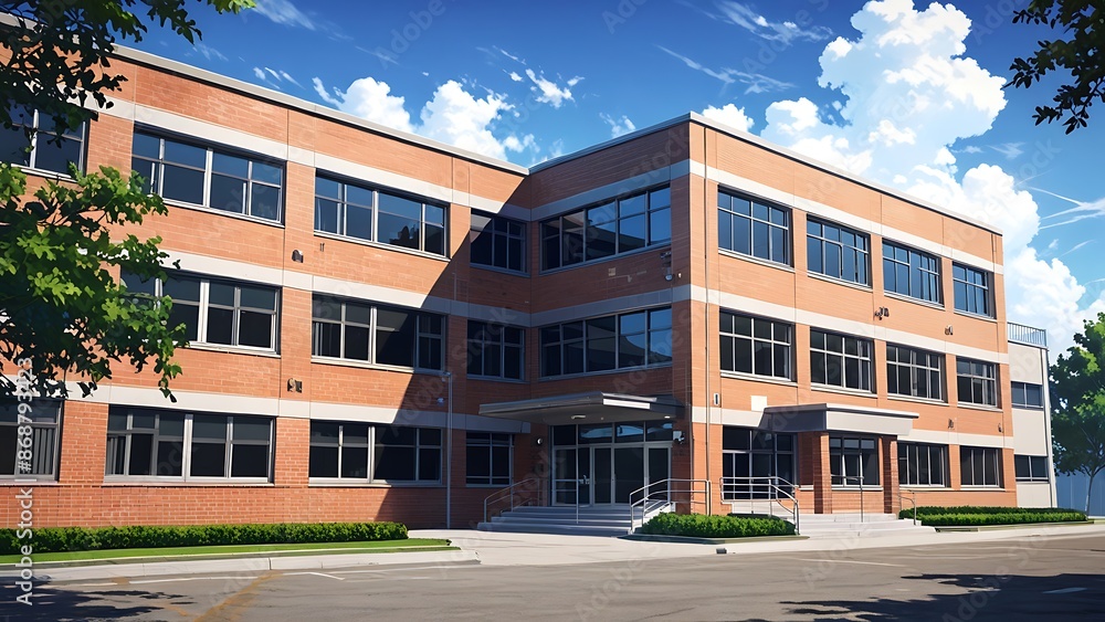 modern school building made with many windows for back to school background modern school building made with many windows for back to school background