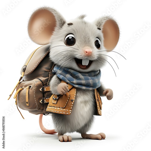 3d mouse set character white background isolated