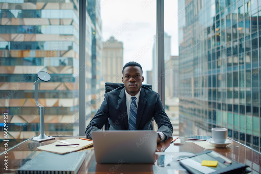 Young business man in Modern Office Space working during daytime Young business man in Modern Office Space working during daytime