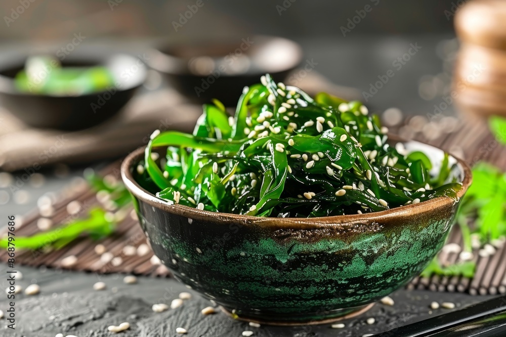Seaweed Salad is a nutritious snack with sesame seeds a sea superfood and Green Chuka algae packed with health benefits Seaweed Salad is a nutritious snack with sesame seeds a sea superfood and Green Chuka algae packed with health benefits