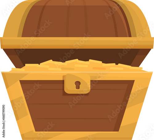 Old treasure chest overflowing with gold, showing wealth and riches