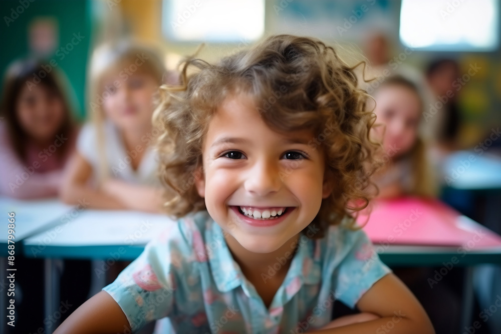 Joyful Girl with Braids at School Joyful Girl with Braids at School